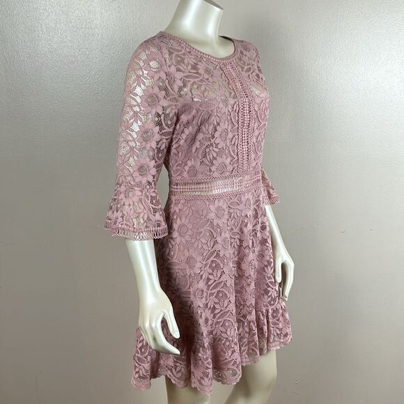 New BB Dakota Love On Top Floral Lace Dress (Color Mauve Rose) Size 10 - Picture 5 of 11